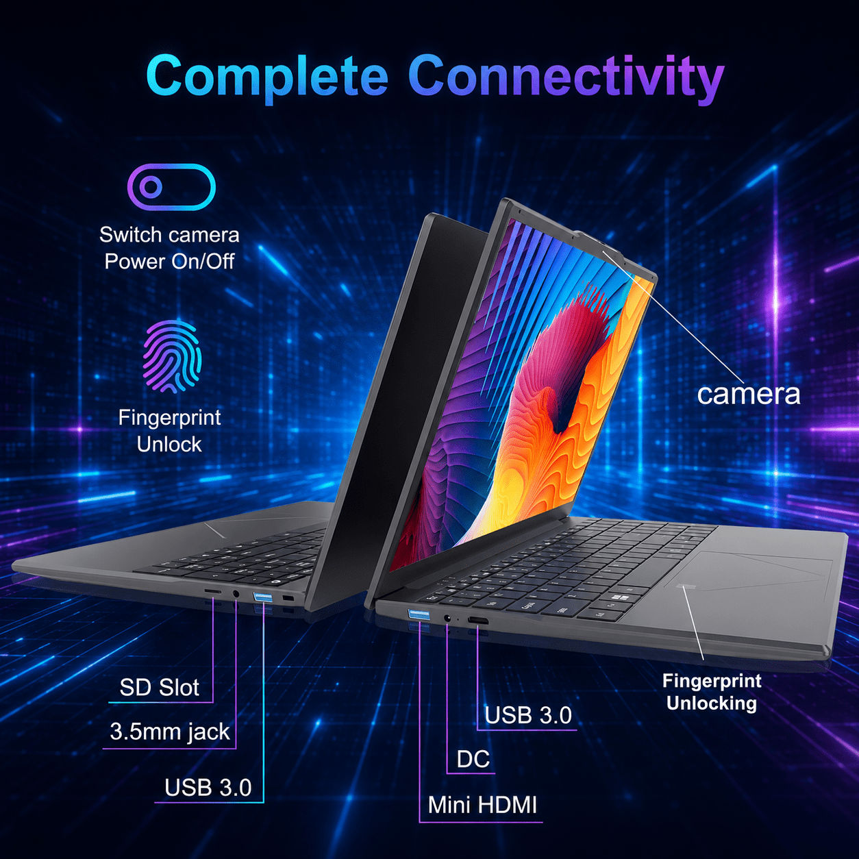 15.6 Student Laptop, Intel I3, 12GB RAM 256GB ROM Notebook Business Laptop for Beginner, Student, Business