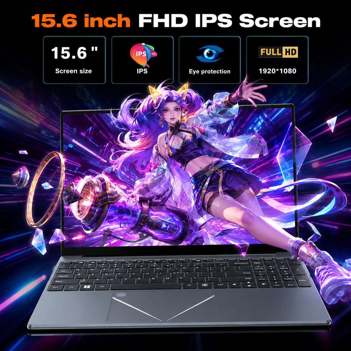 15.6 Student Laptop, Intel I3, 12GB RAM 256GB ROM Notebook Business Laptop for Beginner, Student, Business