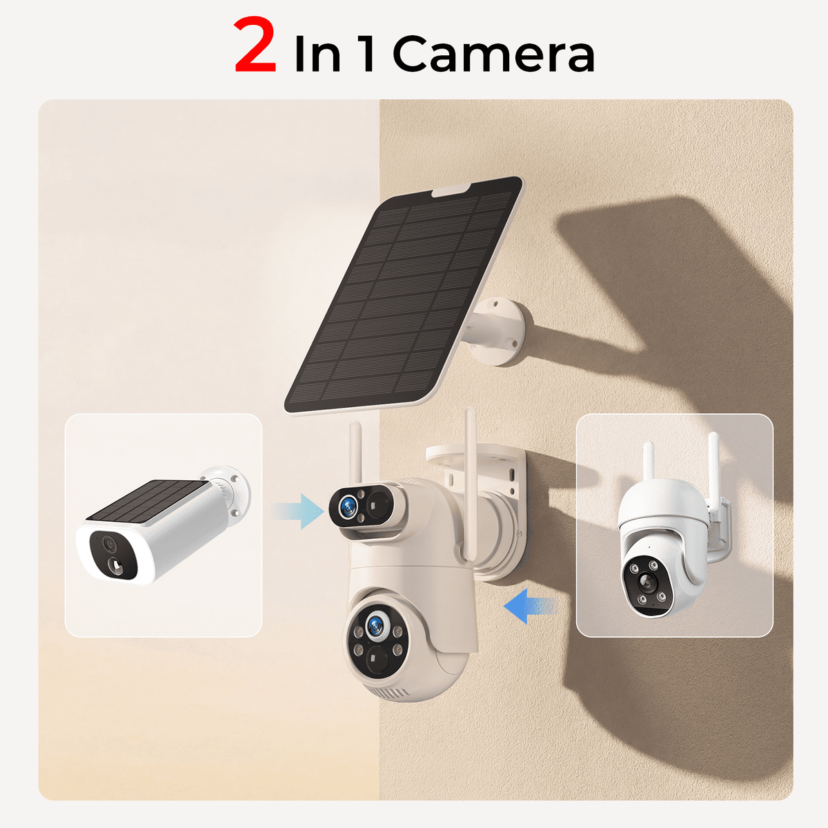 VividEye 4K Dual-Lens Solar Security Camera, 360° PTZ Surveillance security Cameras Wireless Wifi Outdoor, IP65 Waterproof PIR Detection, Full Color Night Vision, 2-Way Audio, Rechargeable Batter