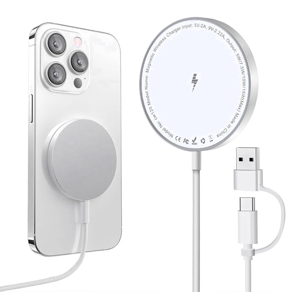 Magneticr Wireless Charging for iPhone 17, Fast Wireless Charger Compatible with iPhone 17 Air Pro Max/16/15/14/13/12 Series, Samsung Galaxy S25, AirPods, USB & USB C Dual Ports, White